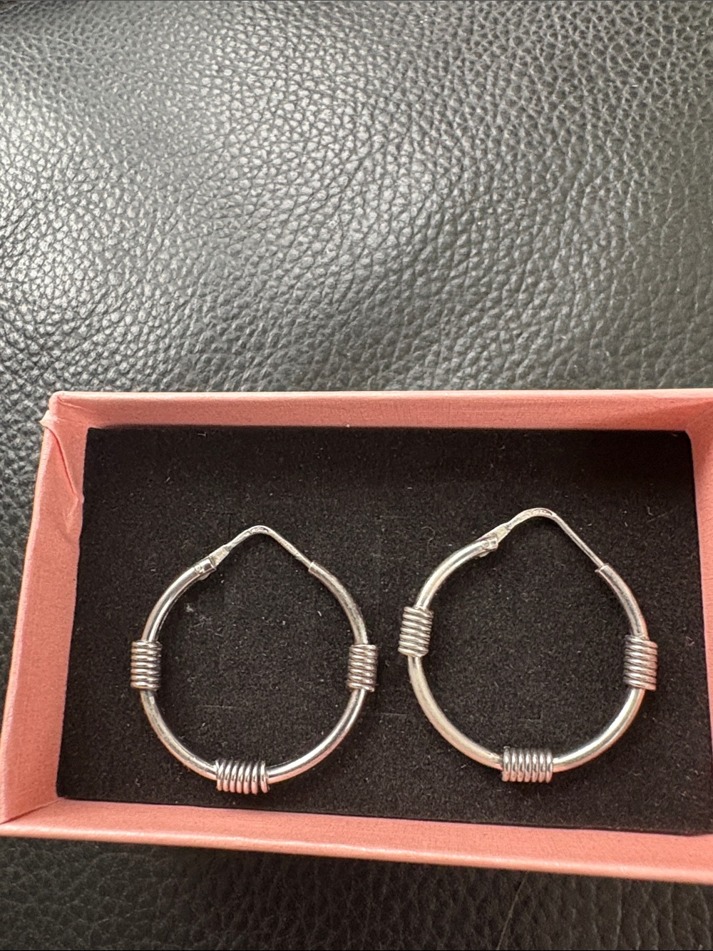 Sterling Silver Hoop Earrings with Coil Detail